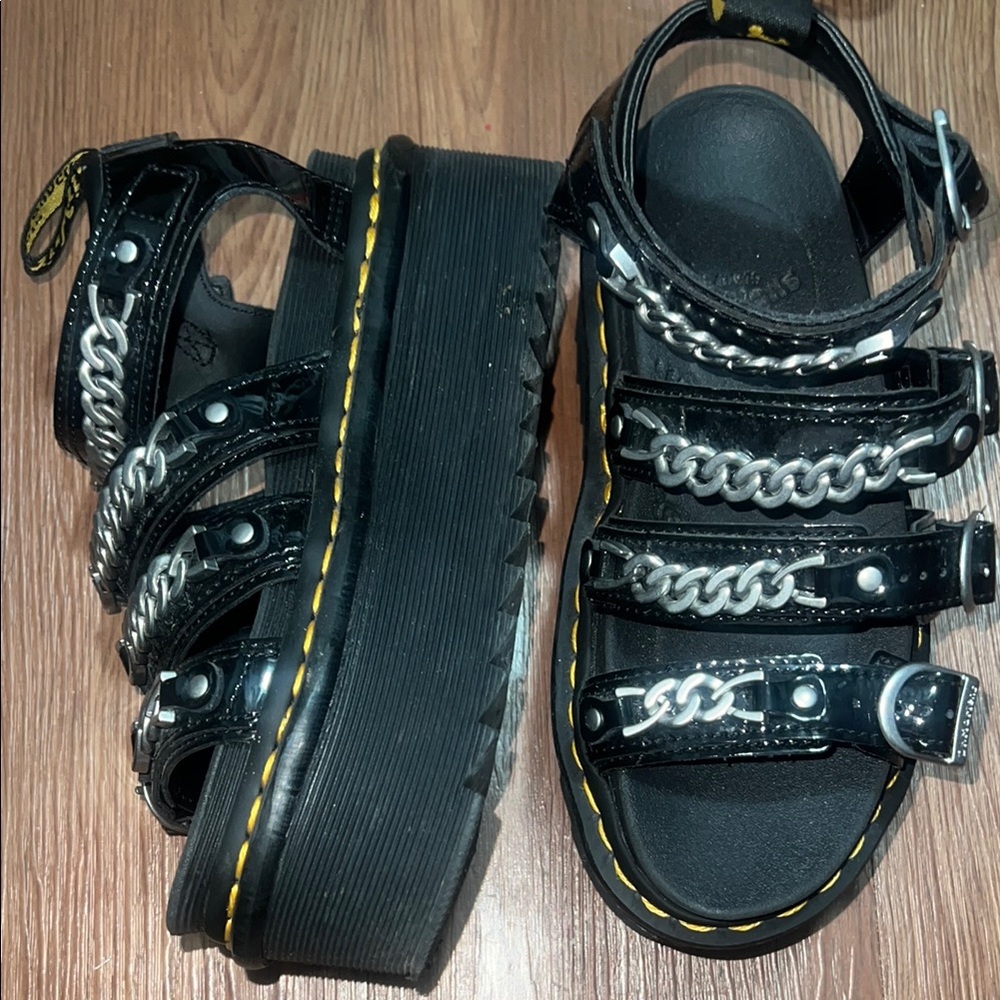 Dr. Martens Black Platform Sandals with Chain Straps
